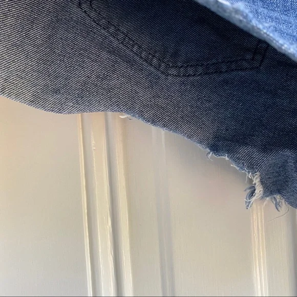 Free People Blue Distressed Cut-Off Jean Shorts - Picture 5 of 11